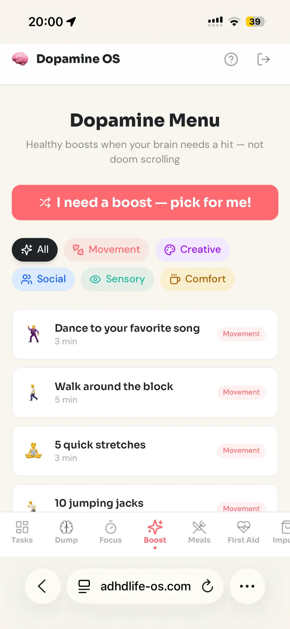 Dopamine Menu